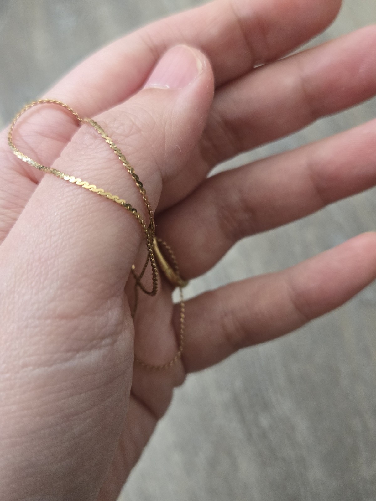 14k solid yellow gold chain serpentine flat 1mm necklace, s-link 14in, 1.54g