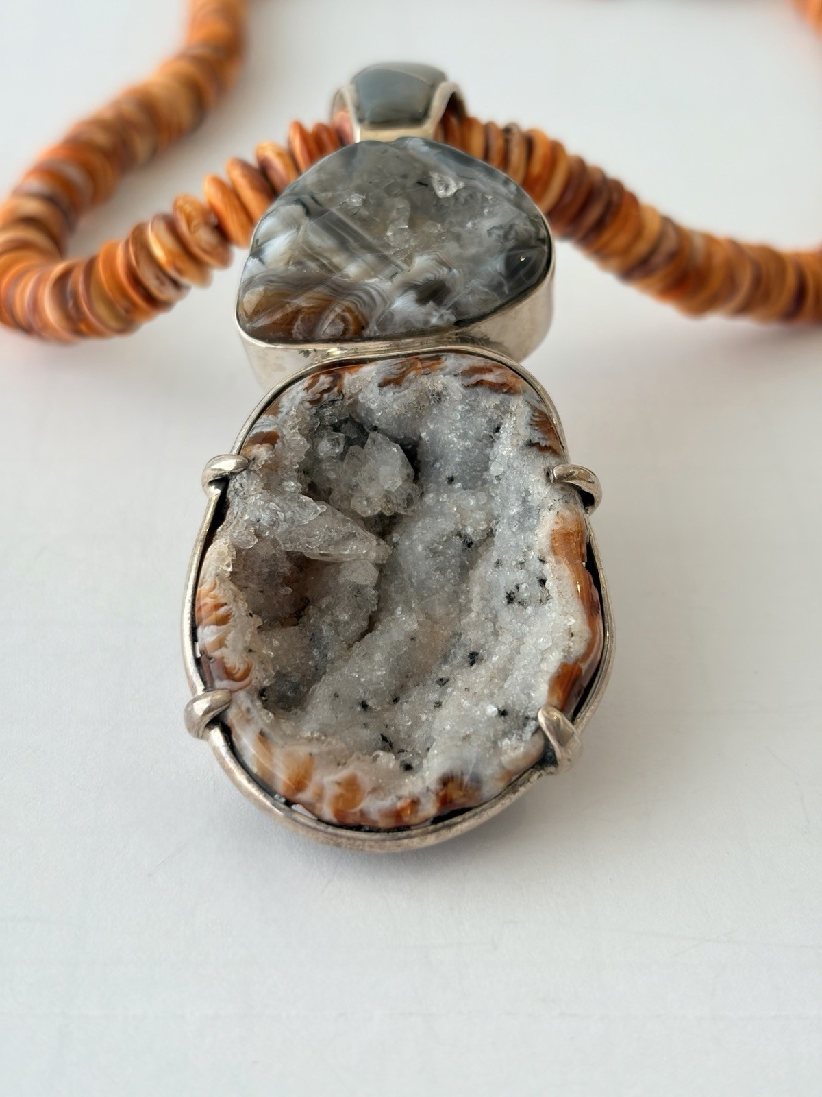 Ed Lohman Signed Pendant Multi expression Crazy Jasper 925 Spiny Oyster