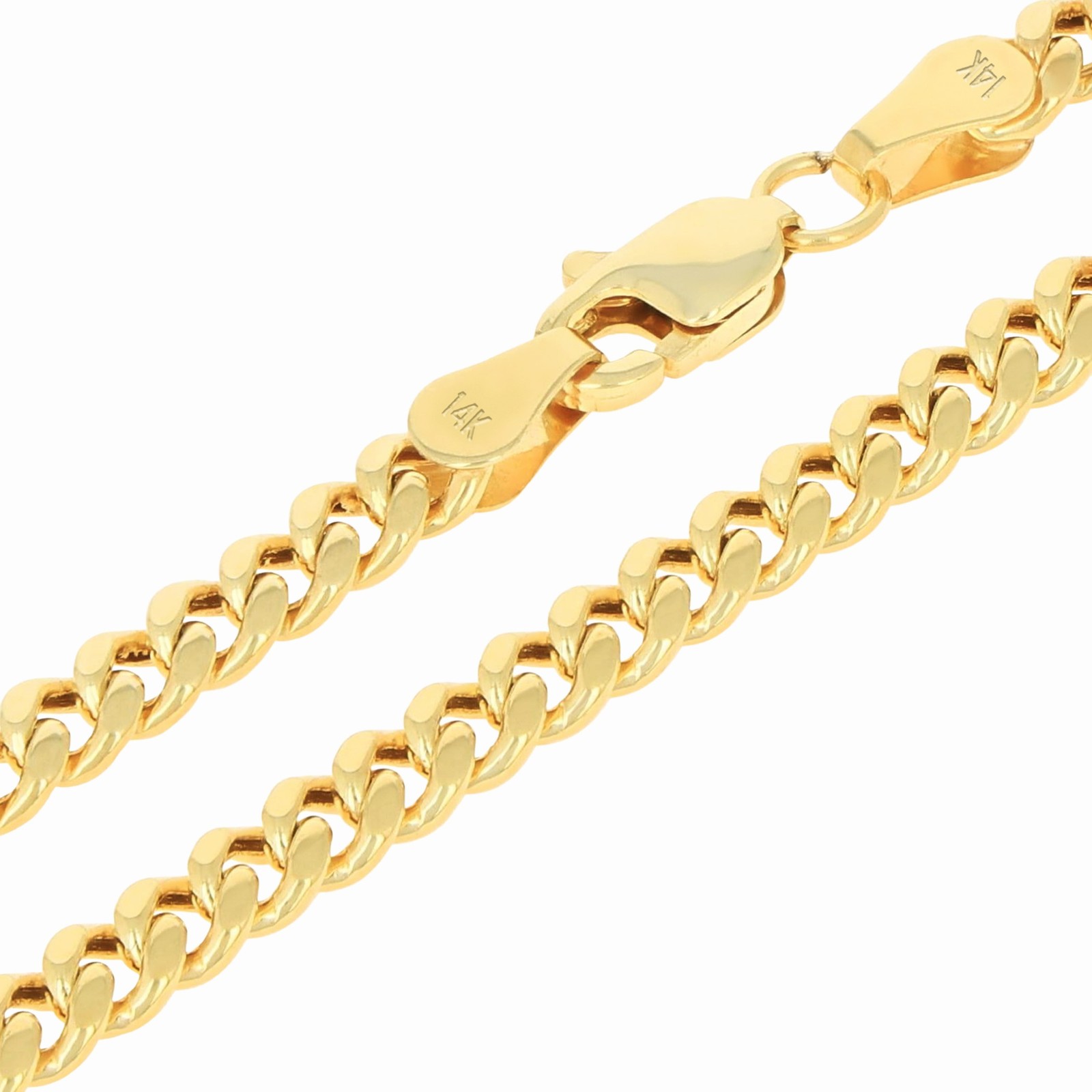 14K Yellow Gold 4mm Miami Cuban Lightweight Chain Necklace Men Women 16″-30″