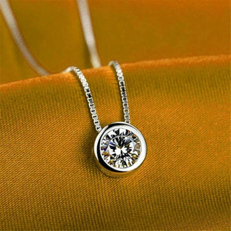 1.00 Ct Certified Round Shape Diamond Women’s Solitaire Pendant 14K White Gold