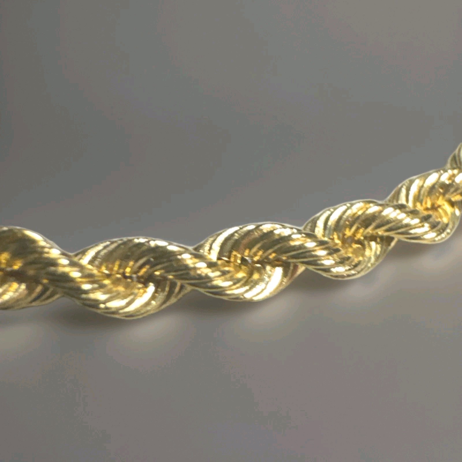 Genune Silk Rope 14K Solid 18” 7.5g Gold Chain Diamond Chip Closure Vtg RARE!