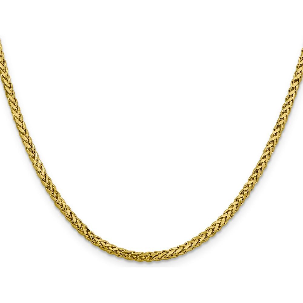 14K Solid Yellow Gold 2.7mm Spiga Wheat Link Chain Necklace