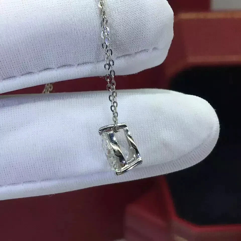 2Ct Pear Cut VVS1 Diamond Solitaire Pendant 14K White Gold Finish Free Chain