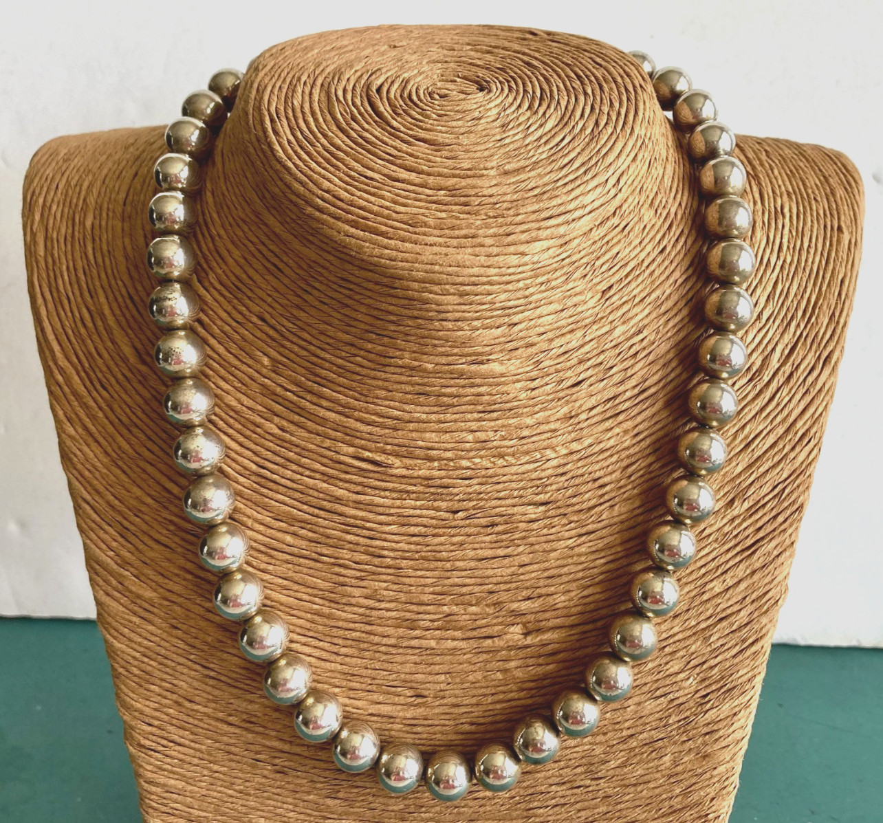 Sterling Silver .925 Ball Bead 8mm Necklace 8″