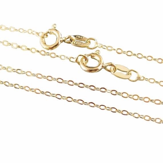22K Gold Plated over Sterling Silver Necklace-Cable Flat Oval Chain (All Sizes)