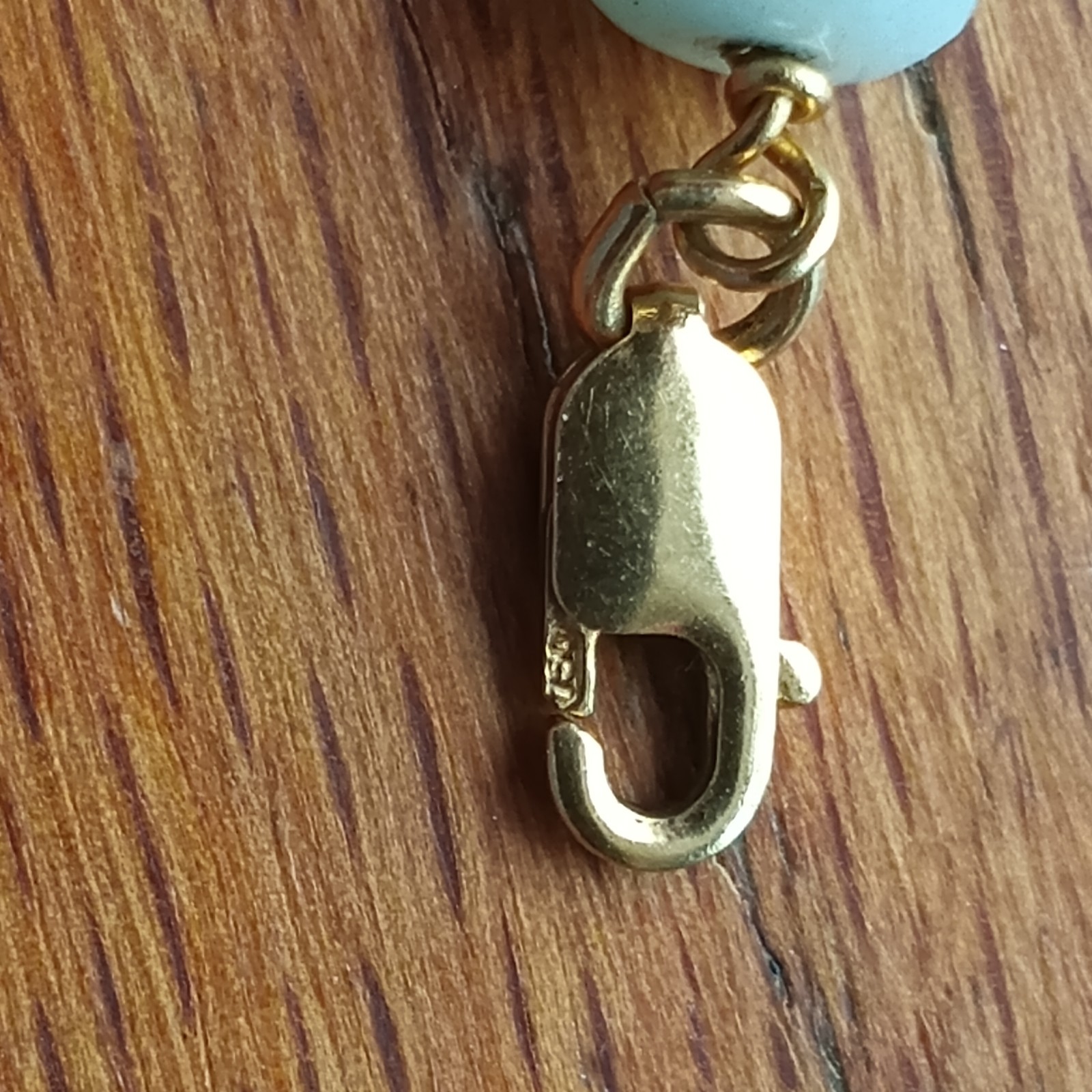 14kt Yellow Gold Claps with Oval Turquoise Beads with Gold Beads Necklace