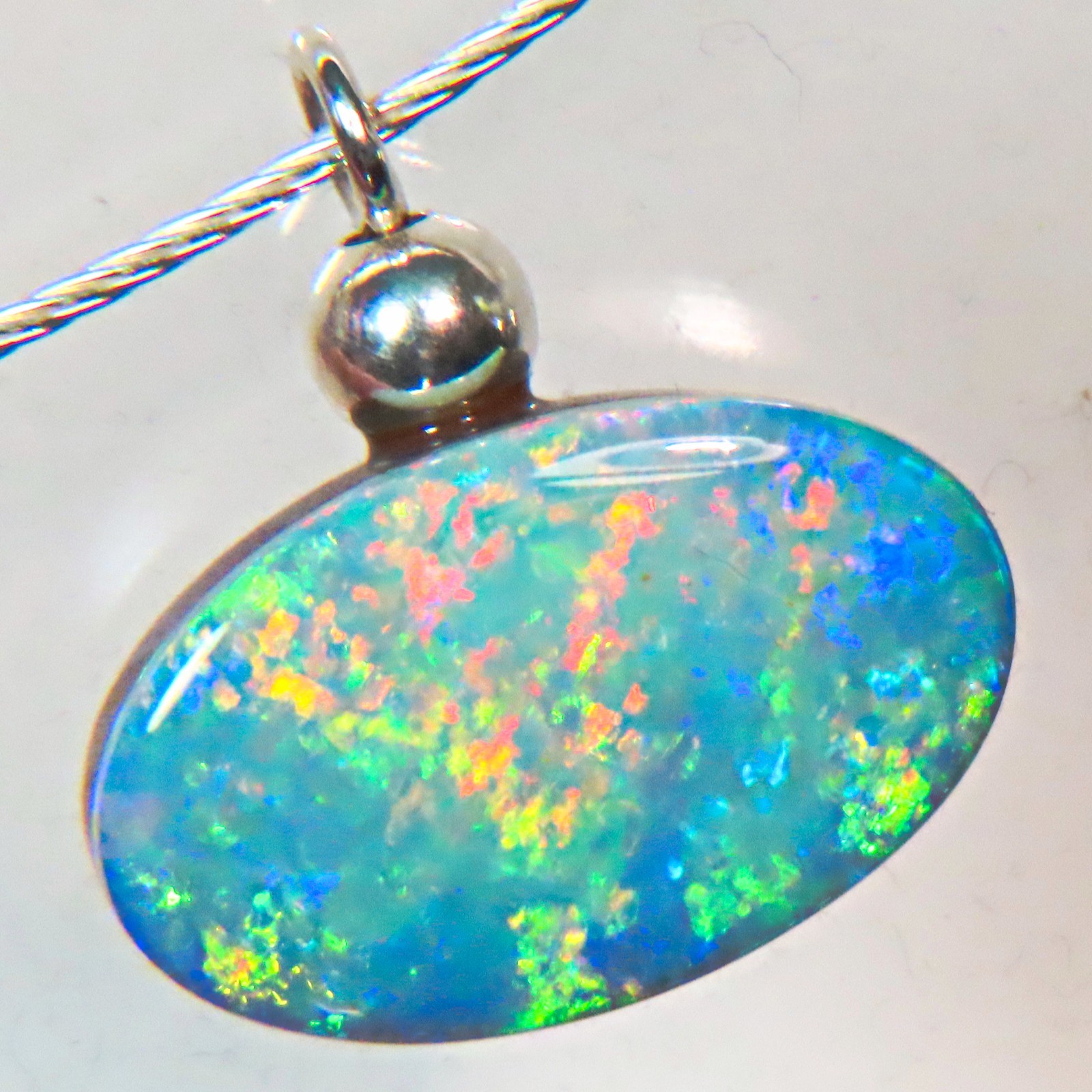QLD BOULDER OPAL DOUBLET NECKLACE CHOKER 925 STERLING SILVER PENDANT HT OCA19137