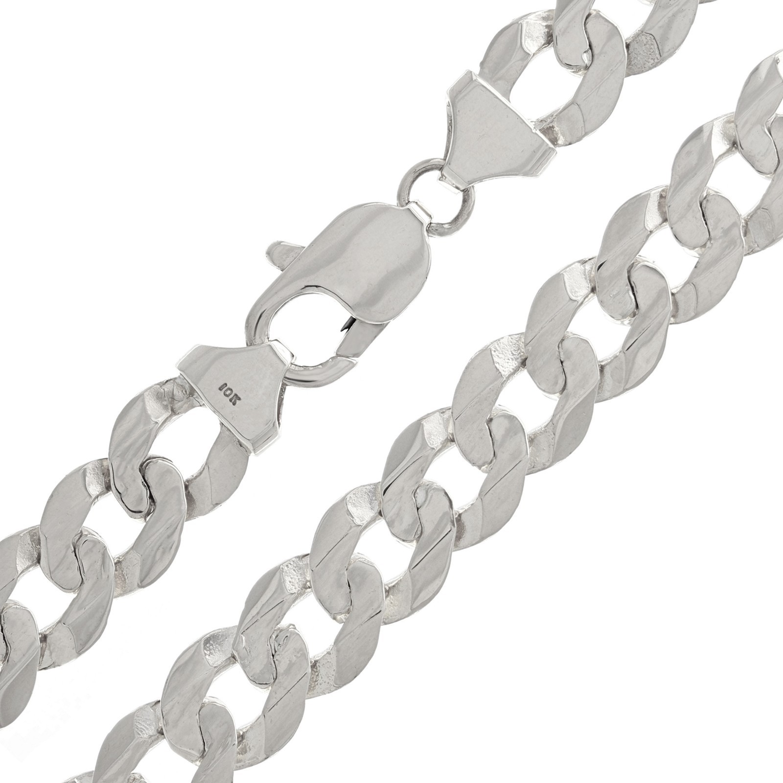 10k White Gold Solid Curb Cuban Link Chain Necklace 20″ 9mm 37.8 grams