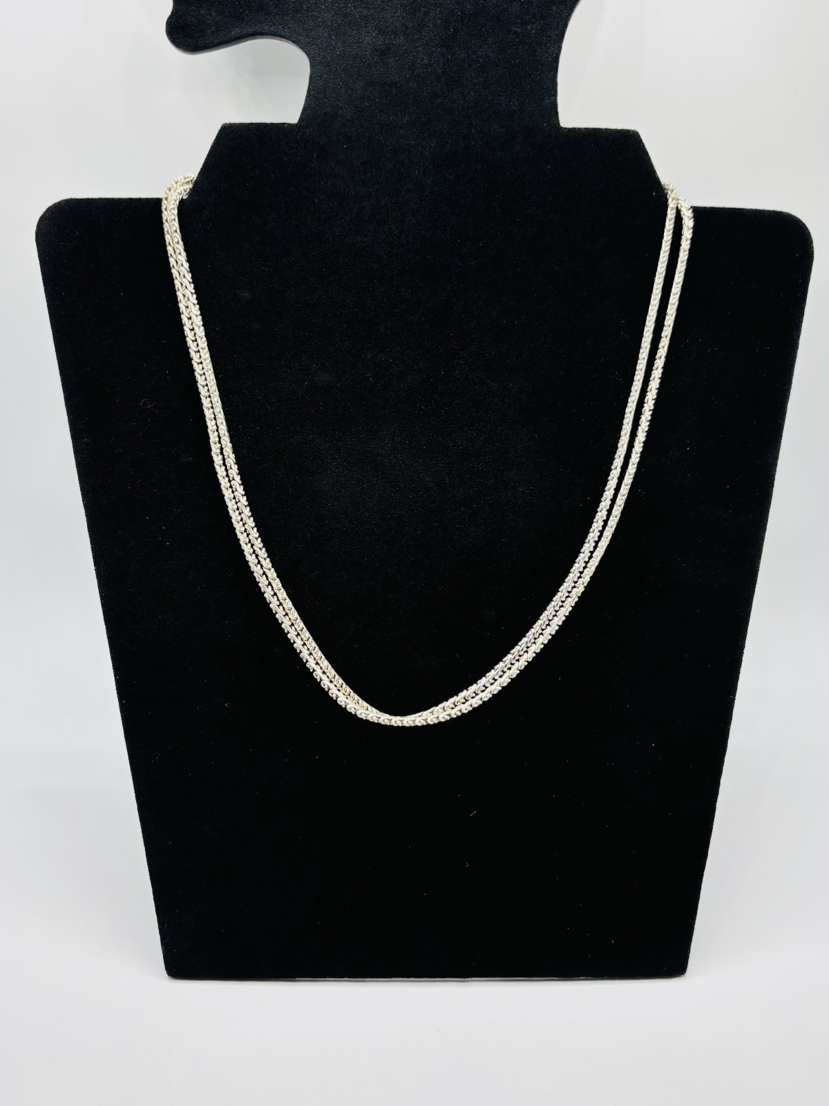 Vintage 835 German Silver 2.2mm Byzantine Wheat Chain Link Necklace 37”