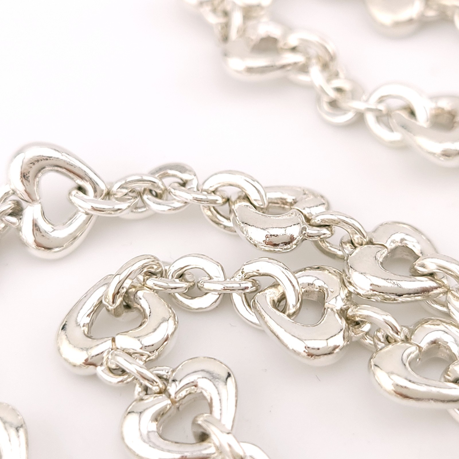 New Birks & Mayors Sterling Silver Heart Chain Link 32″ in Necklace 72 Grams