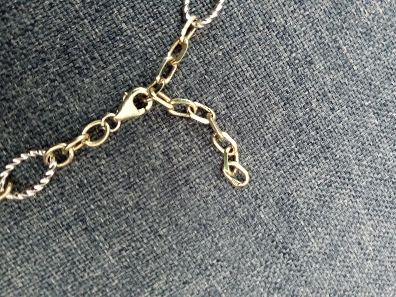gold and silver Link Necklace Marked 681 And 925 22″
