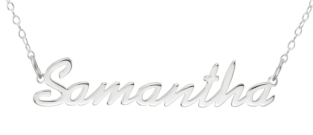 Samantha Name Plate Necklace Pendent Sterling Silver female Personalized Custom