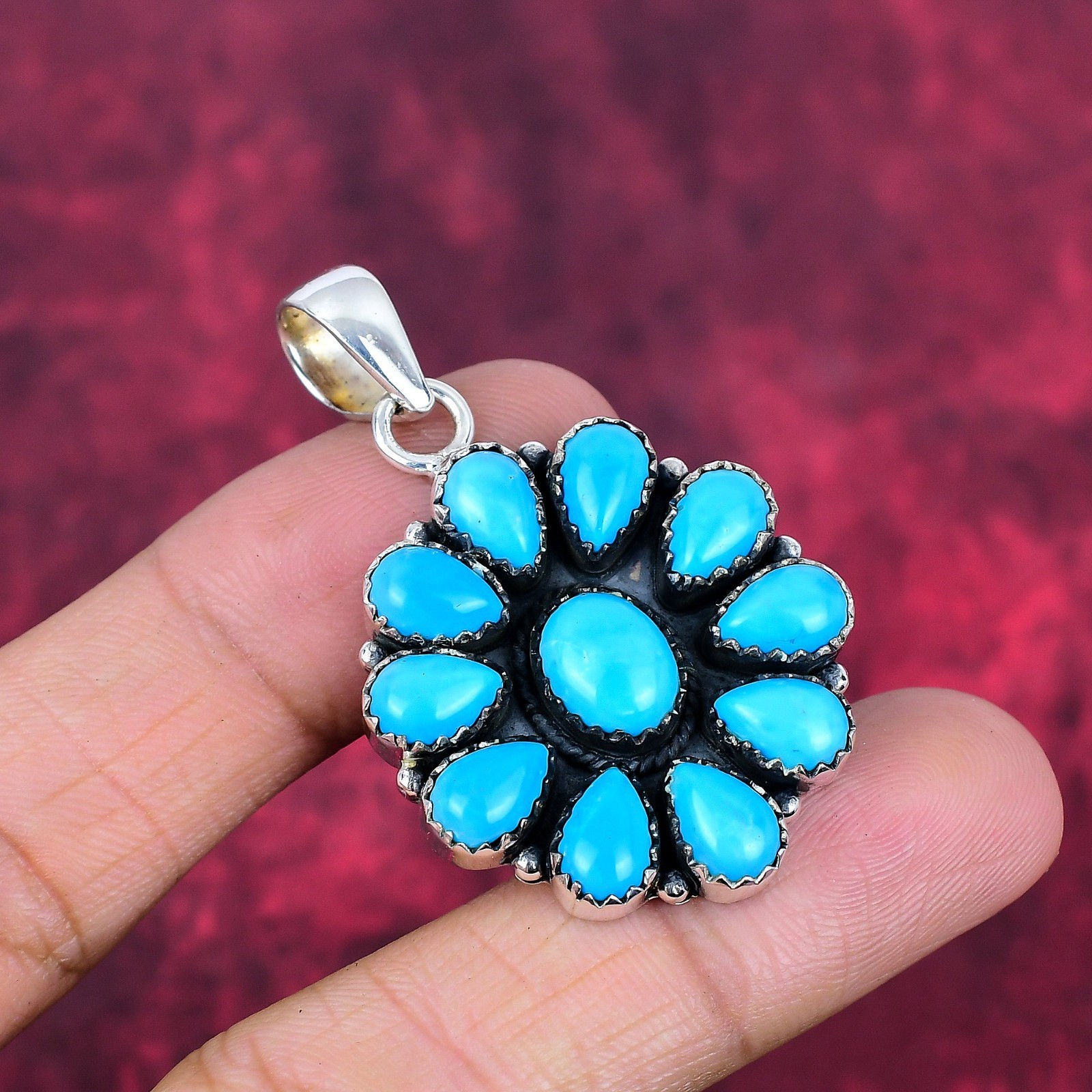 Sleeping Turquoise Gemstones Handmade 925 Sterling Silver Pendant Jewelry Gifts