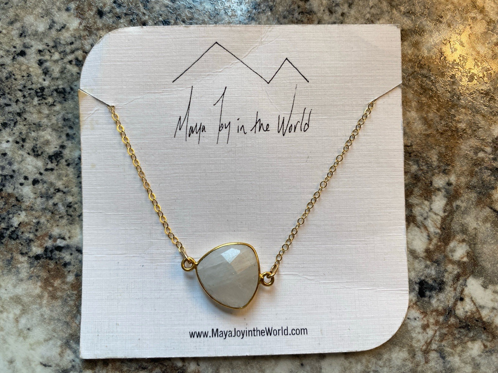 Moonstone 18” Necklace June Birthstone Gold Plated Pendant On Gold Plated Chain