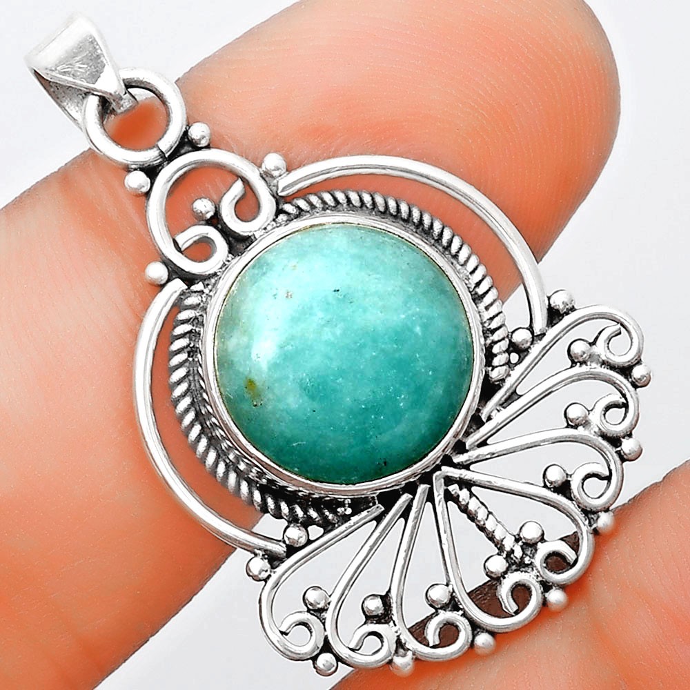Natural Paraiba Amazonite 925 Sterling Silver Pendant Jewelry P-1544