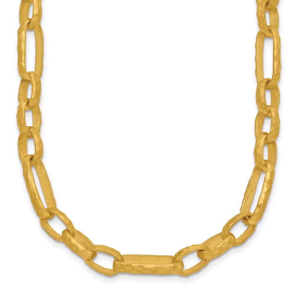 18K Yellow Gold 7mm Solid Fancy Link Chain Necklace 24″