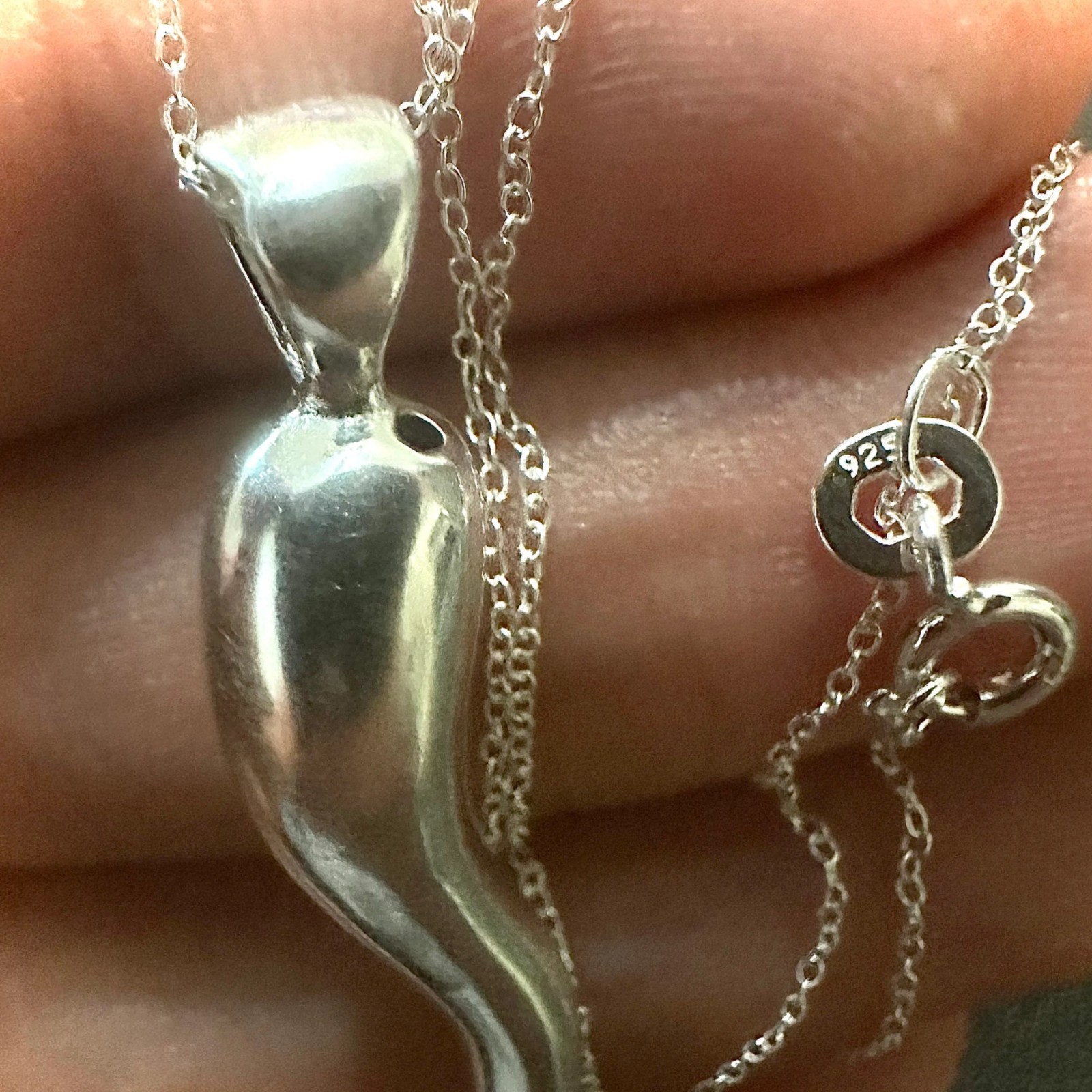 Italian Horn Necklace 925 Sterling Silver 18in Cornicello Pendant Chain