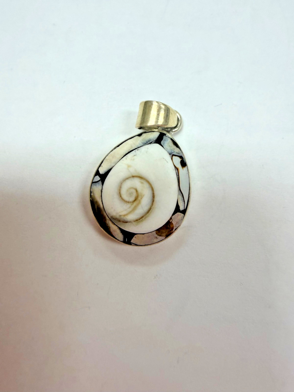 Unknown Designer Sterling Silver White Stone Drop Pendant [115DuW]