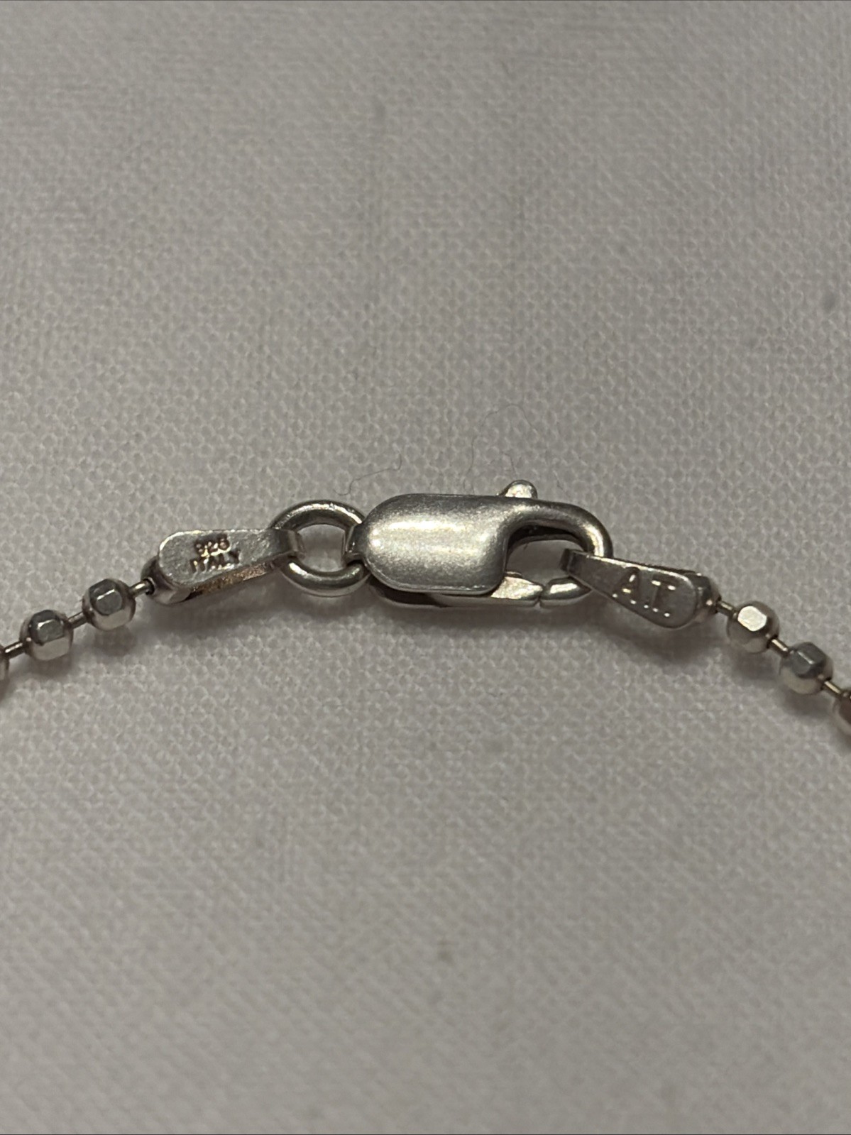 Made In Italy 925 Sterling Silver 16” Diamond Cut Bead Station Necklace Vintage