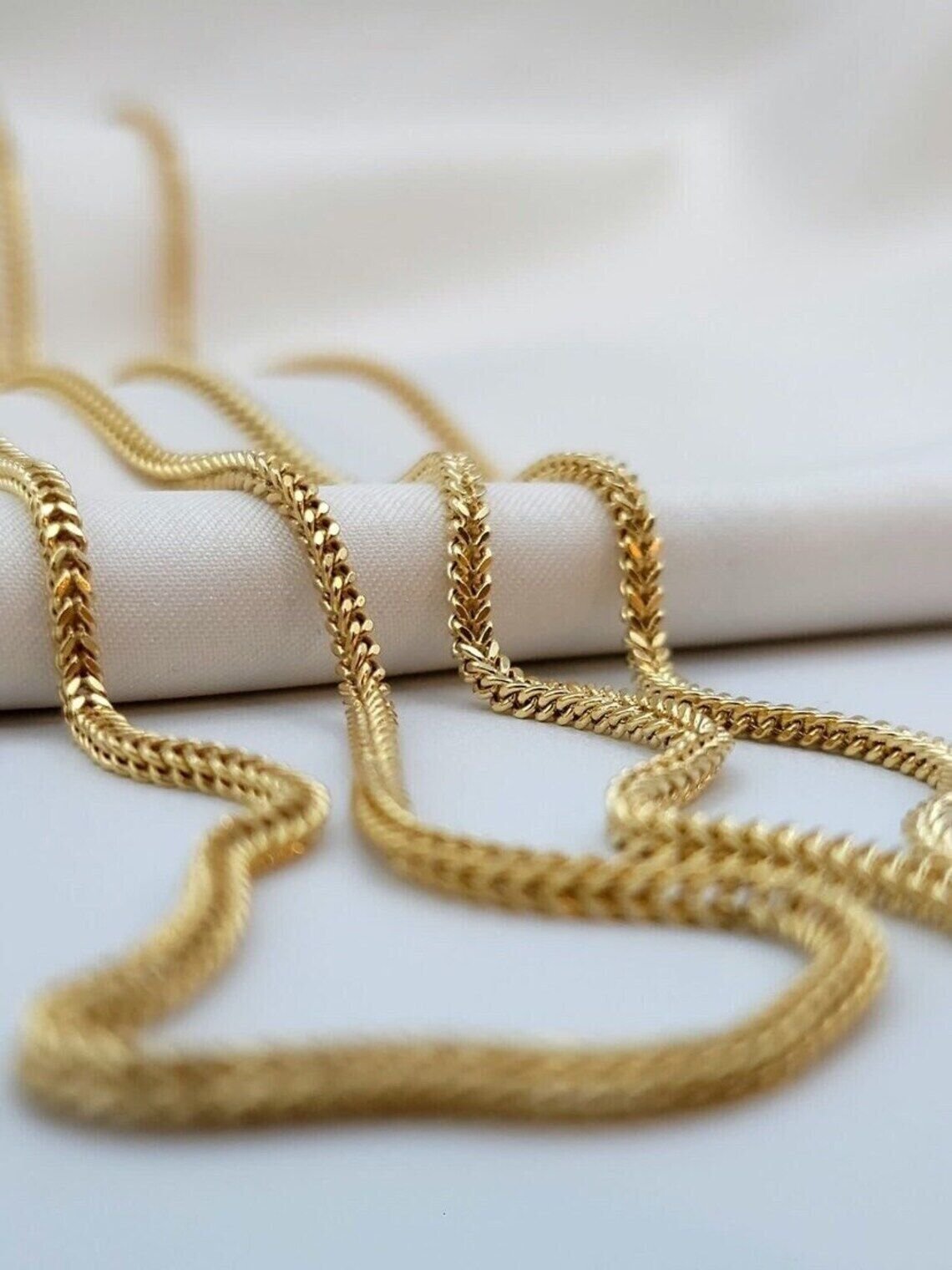 14k Yellow Gold Plated Over 925 Sterling Silver Franco Chain 2.5mm – All Sizes