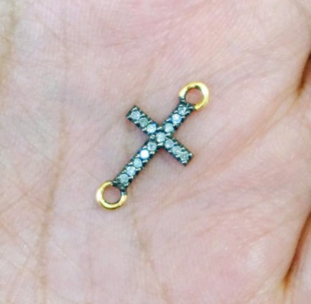 DIAMOND CROSS PENDANT ROUND 925 STERLING SILVER NECKLACE GIFT FOR HIM/HER