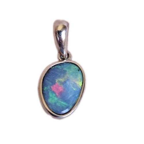 Opal Natural Australian Pendant Free Form Sterling Silver 925