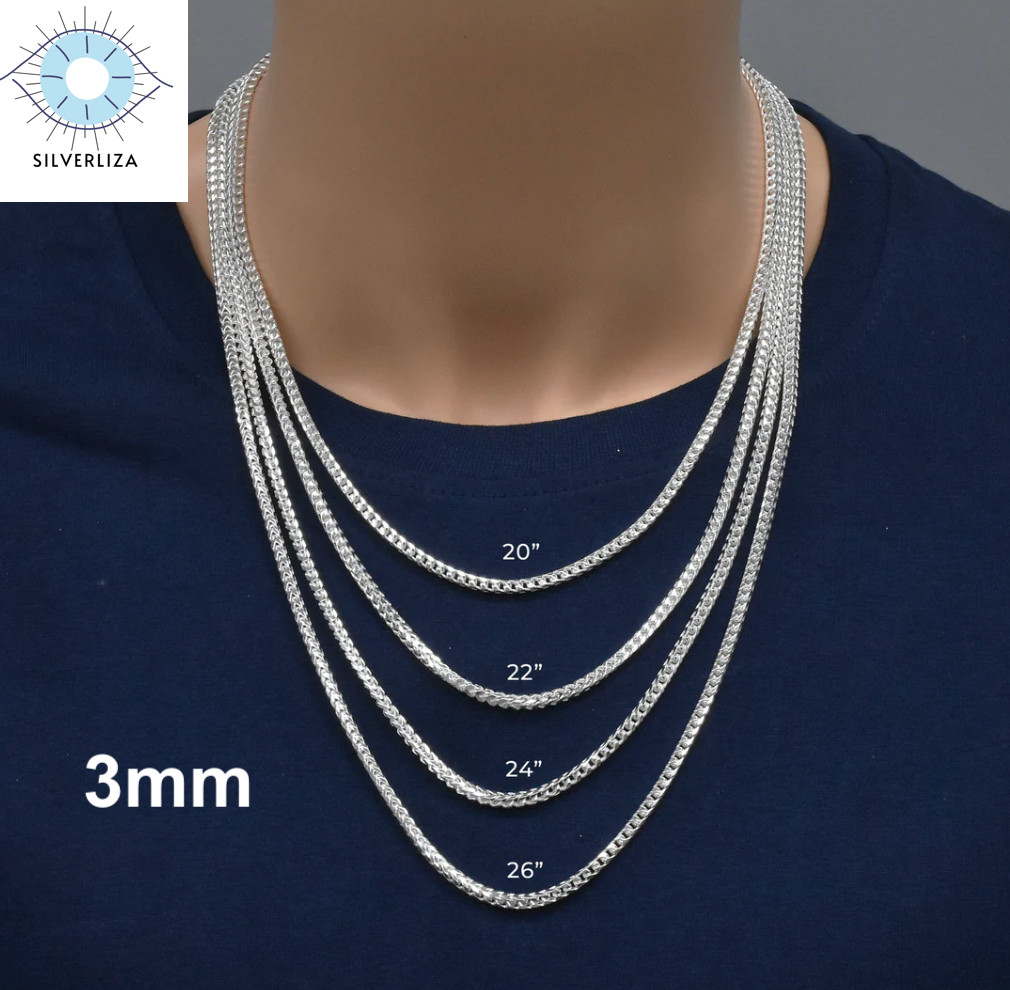 Solid Sterling Silver Franco Link Chain Necklace 925 Silver Chain/ALL SIZE-ITALY