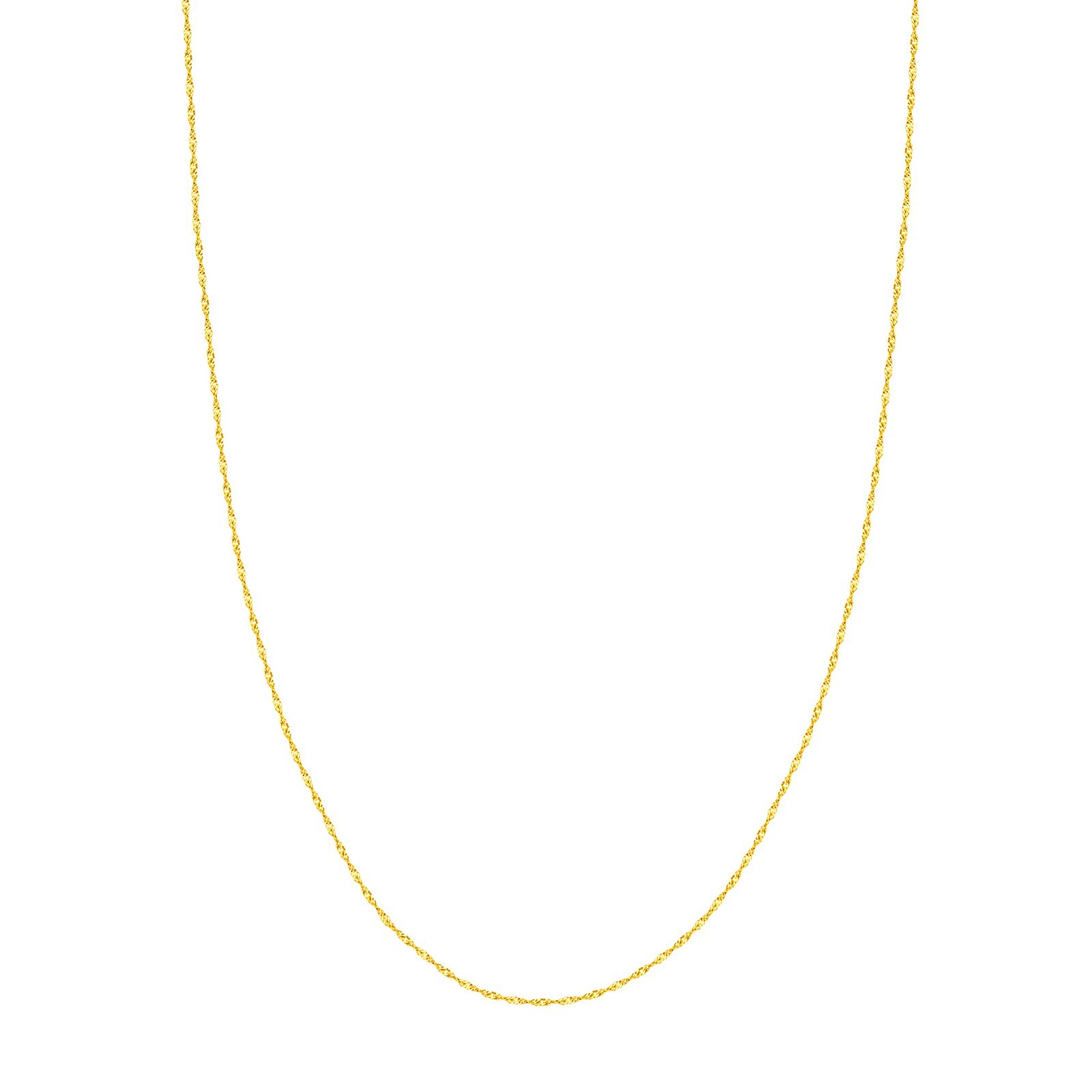 1.4mm Singapore Twisted Sparkle Chain Necklace Real 14K Yellow Gold