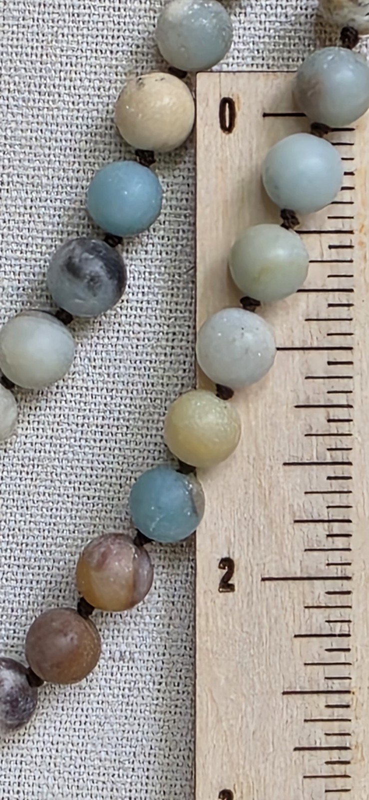 64″ Extra Long Matte Amazonite Necklace Hand Knotted Natural Gemstone Beads Gift