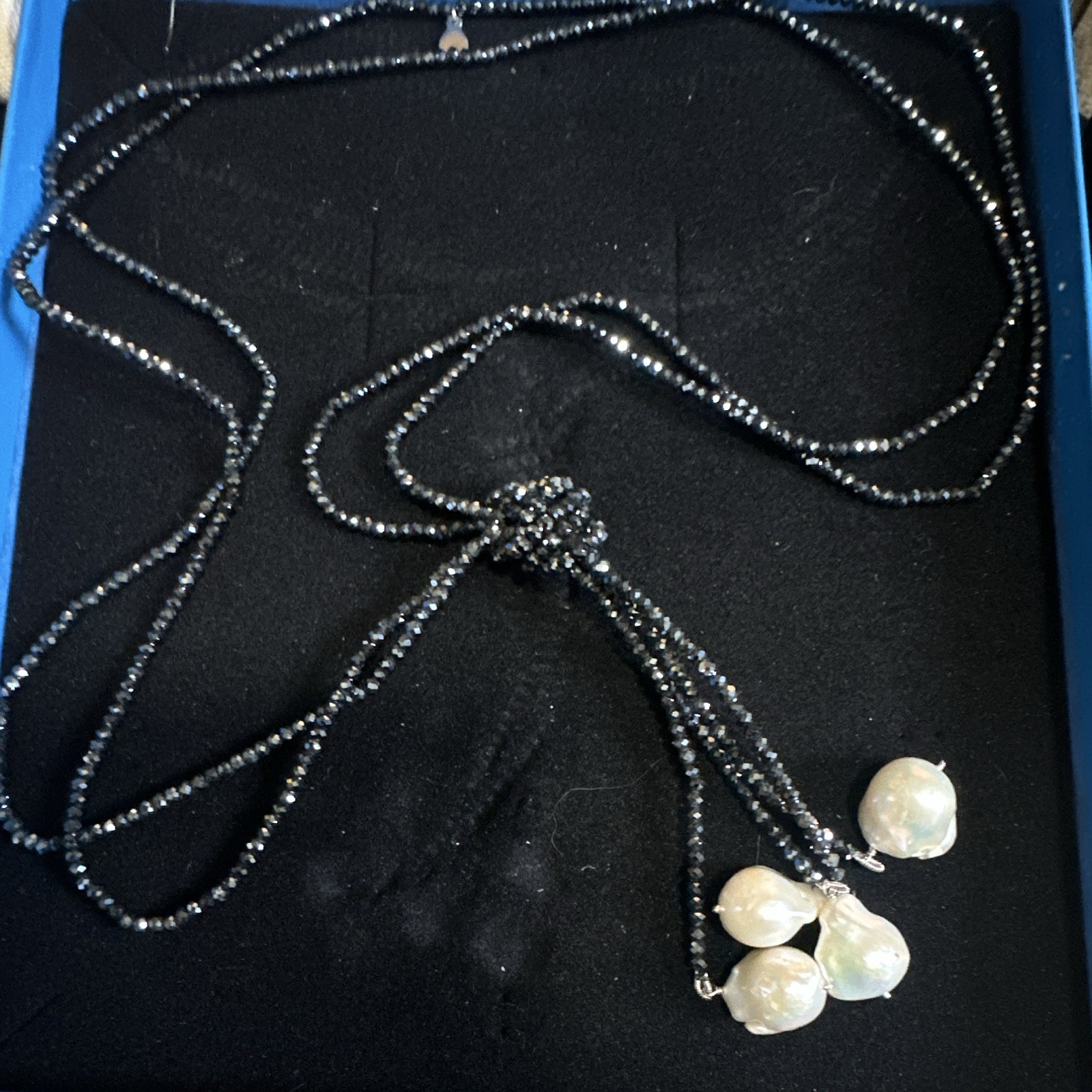 26” Baroque Freshwater Pearl & spinel Drop necklace. Marked 925 India. No clasp
