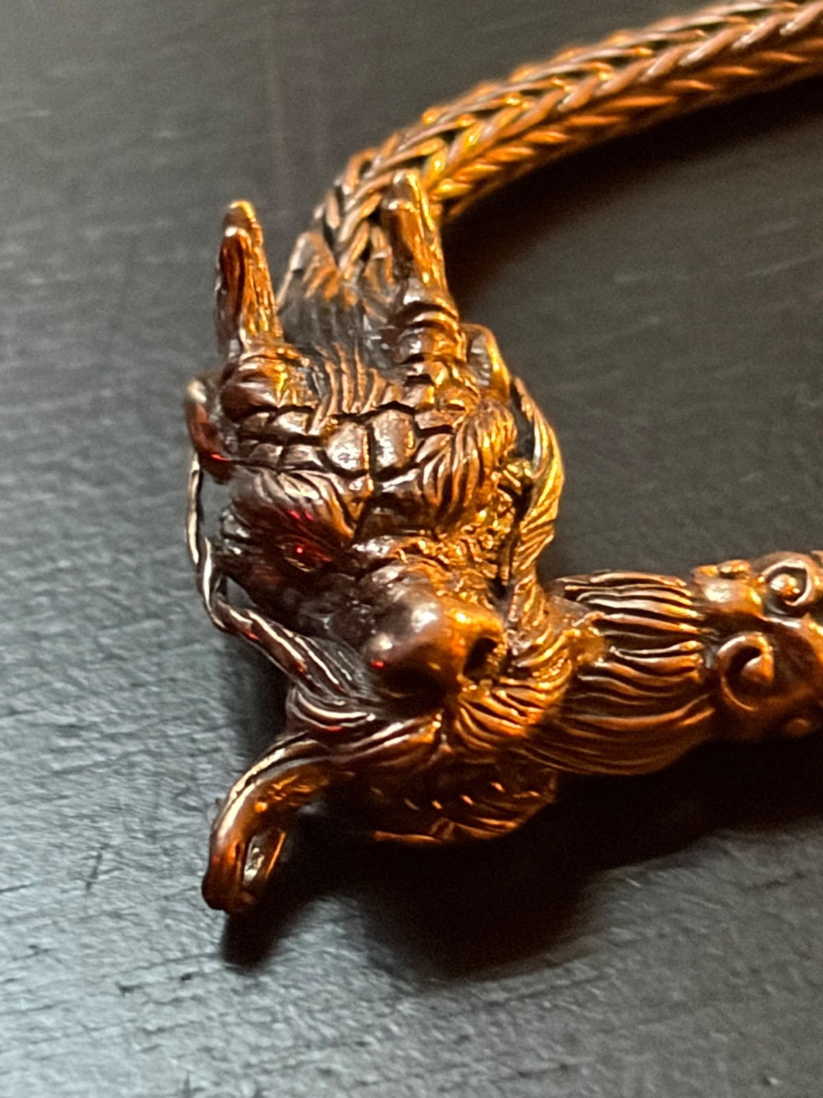 Sterling Silver & 18k Gold Eyes Naga DRAGON Ouroboros Chain Necklace