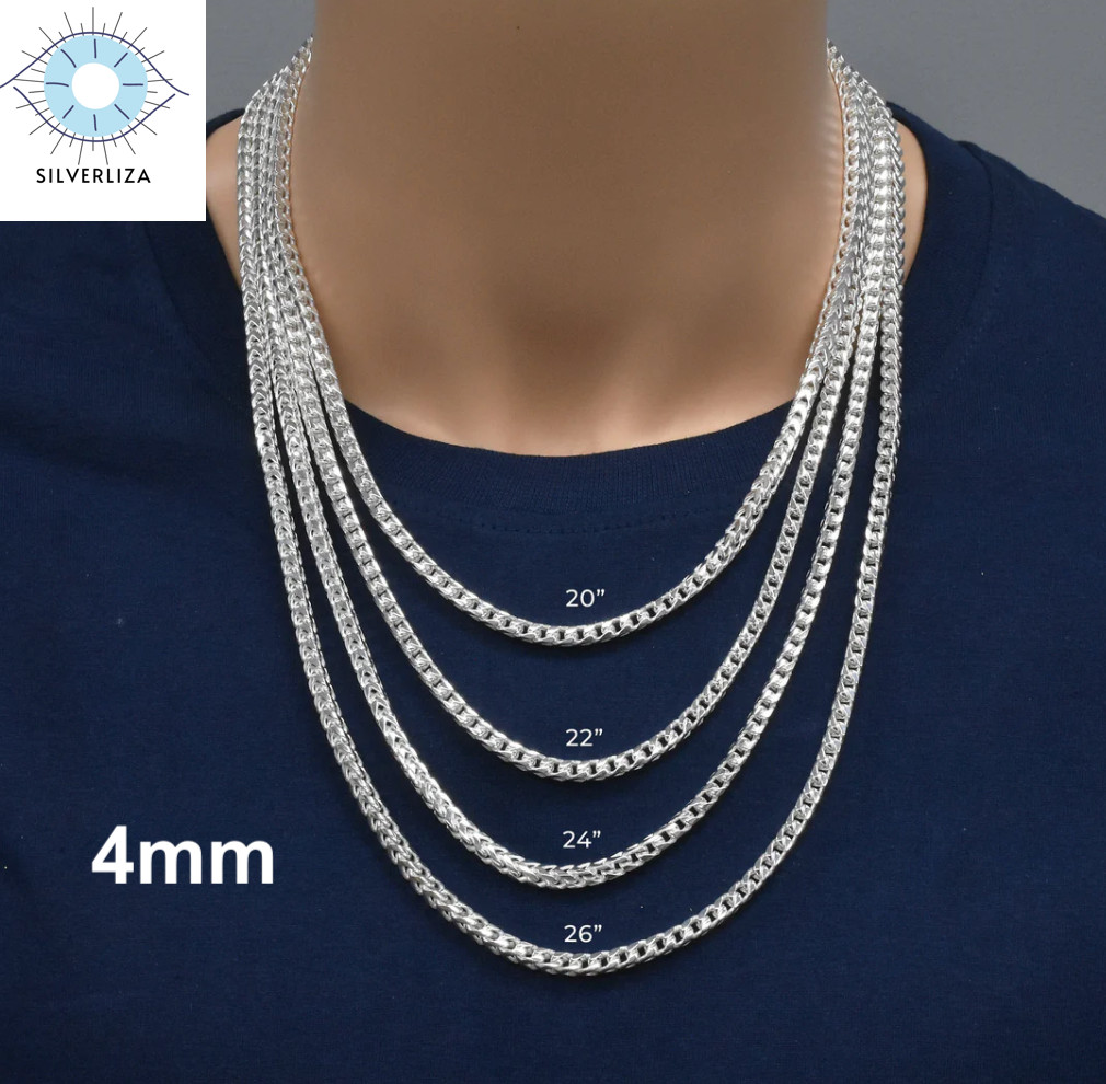Solid Sterling Silver Franco Link Chain Necklace 925 Silver Chain/ALL SIZE-ITALY