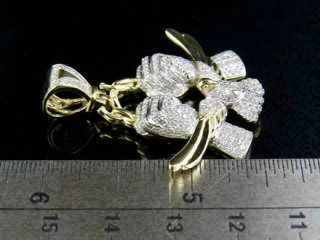 1.80Ct Round Cut Diamond Men’s Freedom Charm Pendant In 14k Yellow Gold Plated