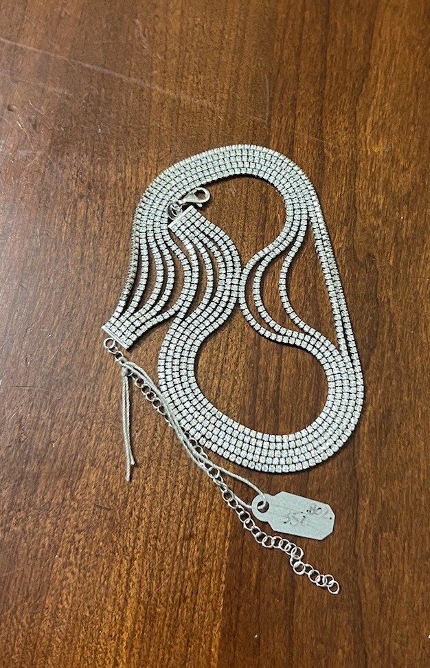 925 Tennis Necklace 5 Strand Choker