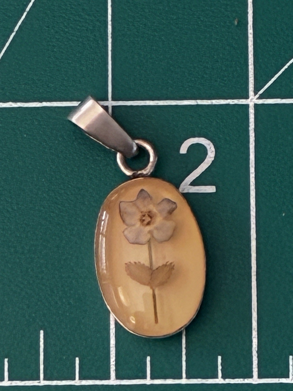 Sterling Silver Resin encased Dried Flower Pendant