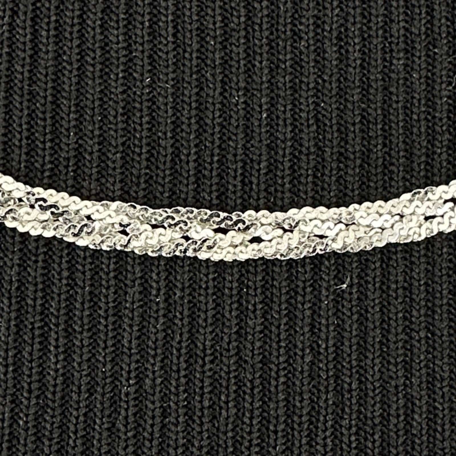 BRAIDED chain necklace – sterling silver w/ rhodium plating 3mm x 17″ & 8.3g