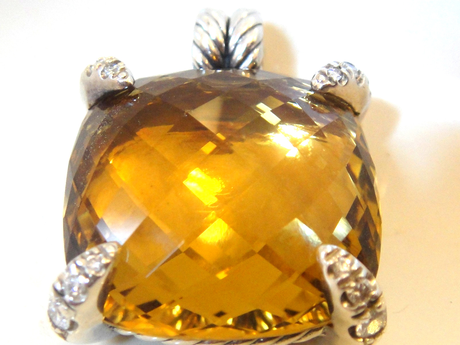 DAVID YURMAN SS CHATELAINE EXTRA LARGE 20x20mm CITRINE DIAMOND PENDANT ENHANCER