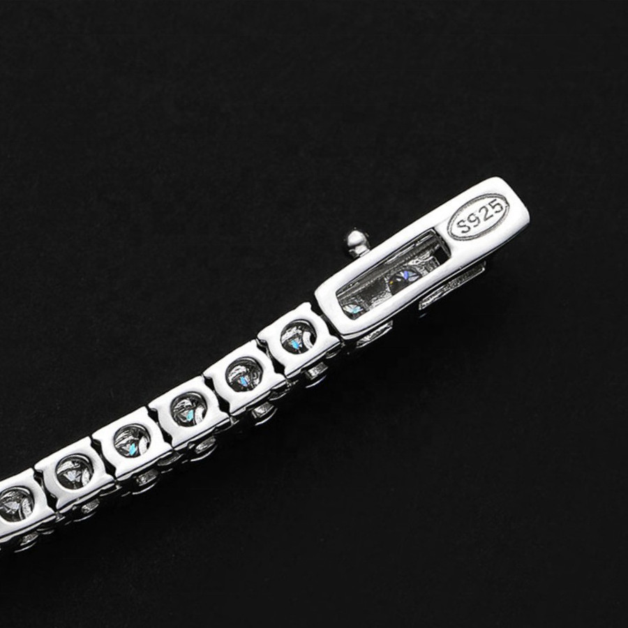 16Ct 4MM Real Moissanite Tennis Necklace 925 Sterling Silver VVS1 18 Inch