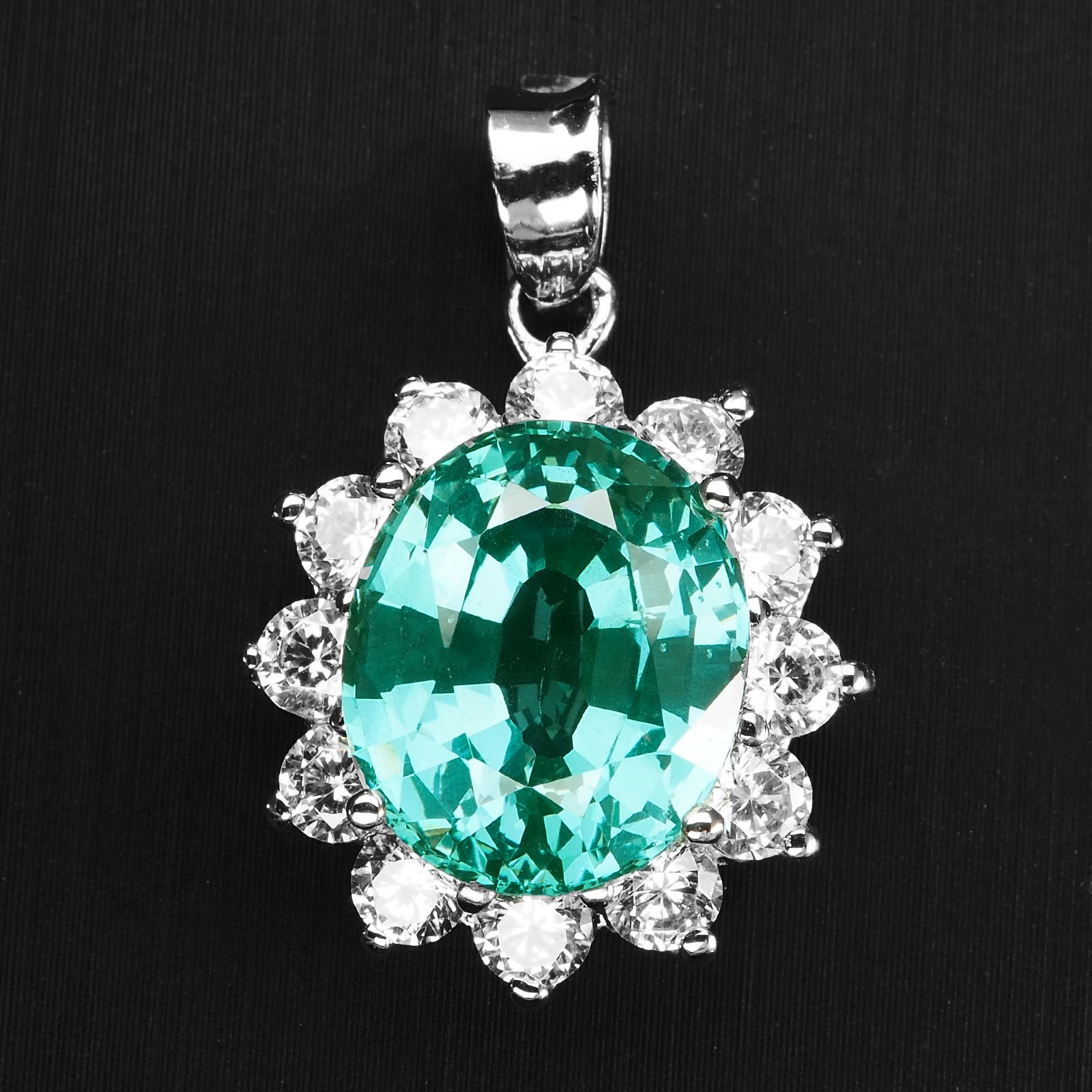Mint Green Paraiba Tourmaline 6.45Ct 925 Sterling Silver White Gold Pendants