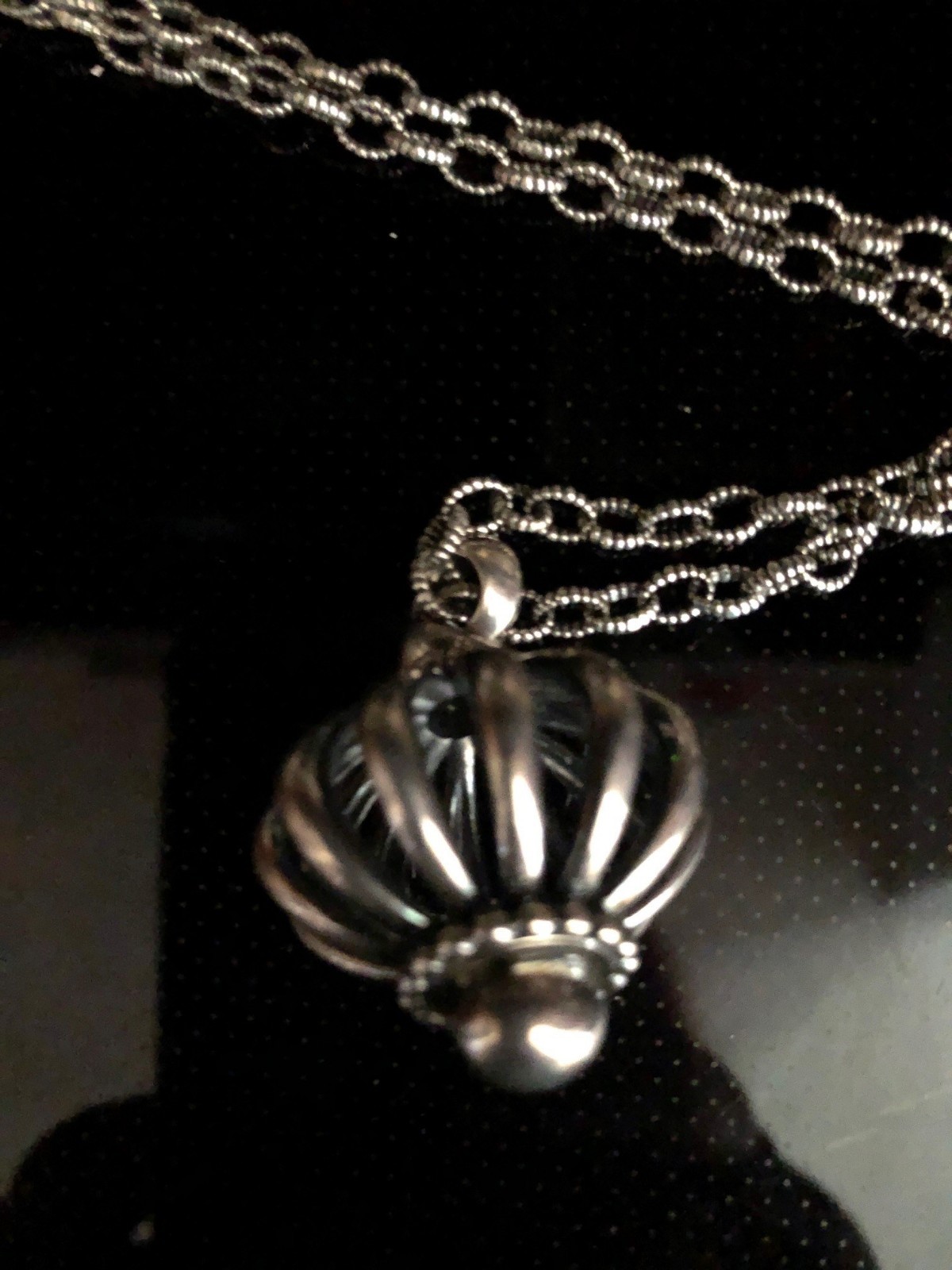 LAGOS Sterling Silver 36″ Link Caviar Necklace with Fluted Pendant