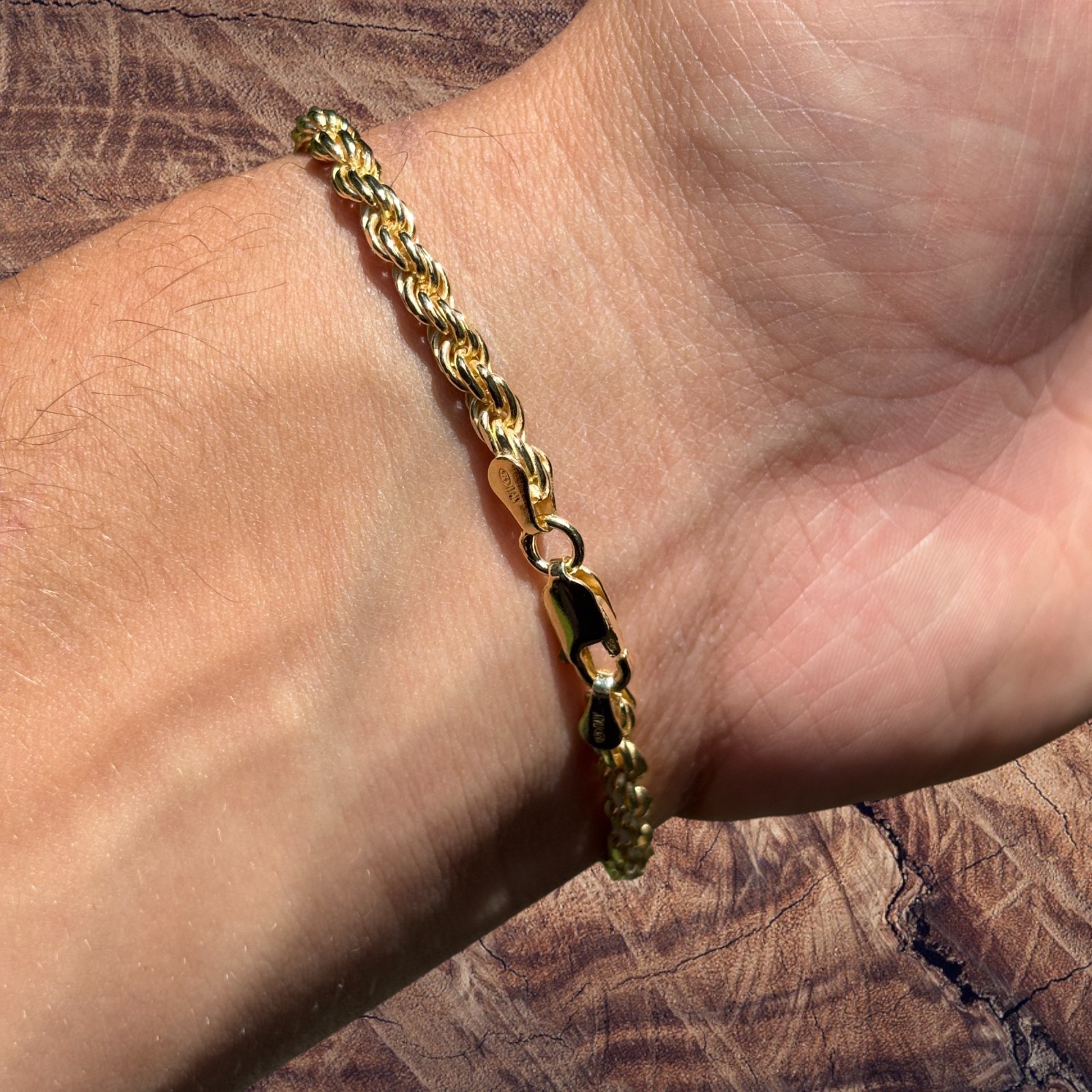 4mm Diamond Cut Rope Bracelet – Solid 925 Sterling Silver Or 14k Gold Vermeil