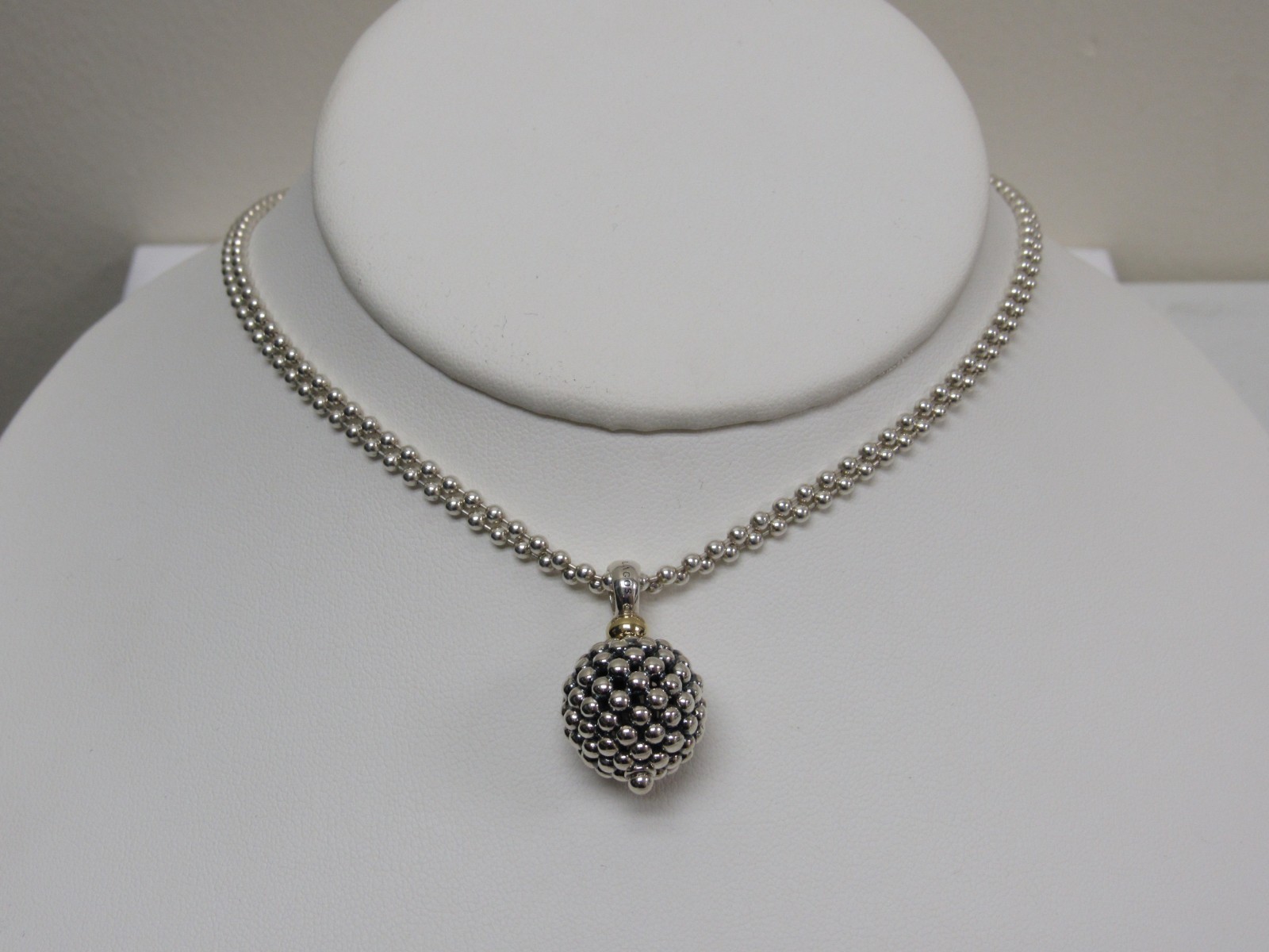 Designer LAGOS Sterling Silver Signature Caviar Beaded Ball Necklace