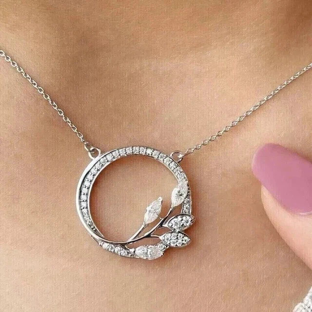 2Ct Marquise Cut Lab Created Diamond Women Beauty Pendant 14K White Gold Plated