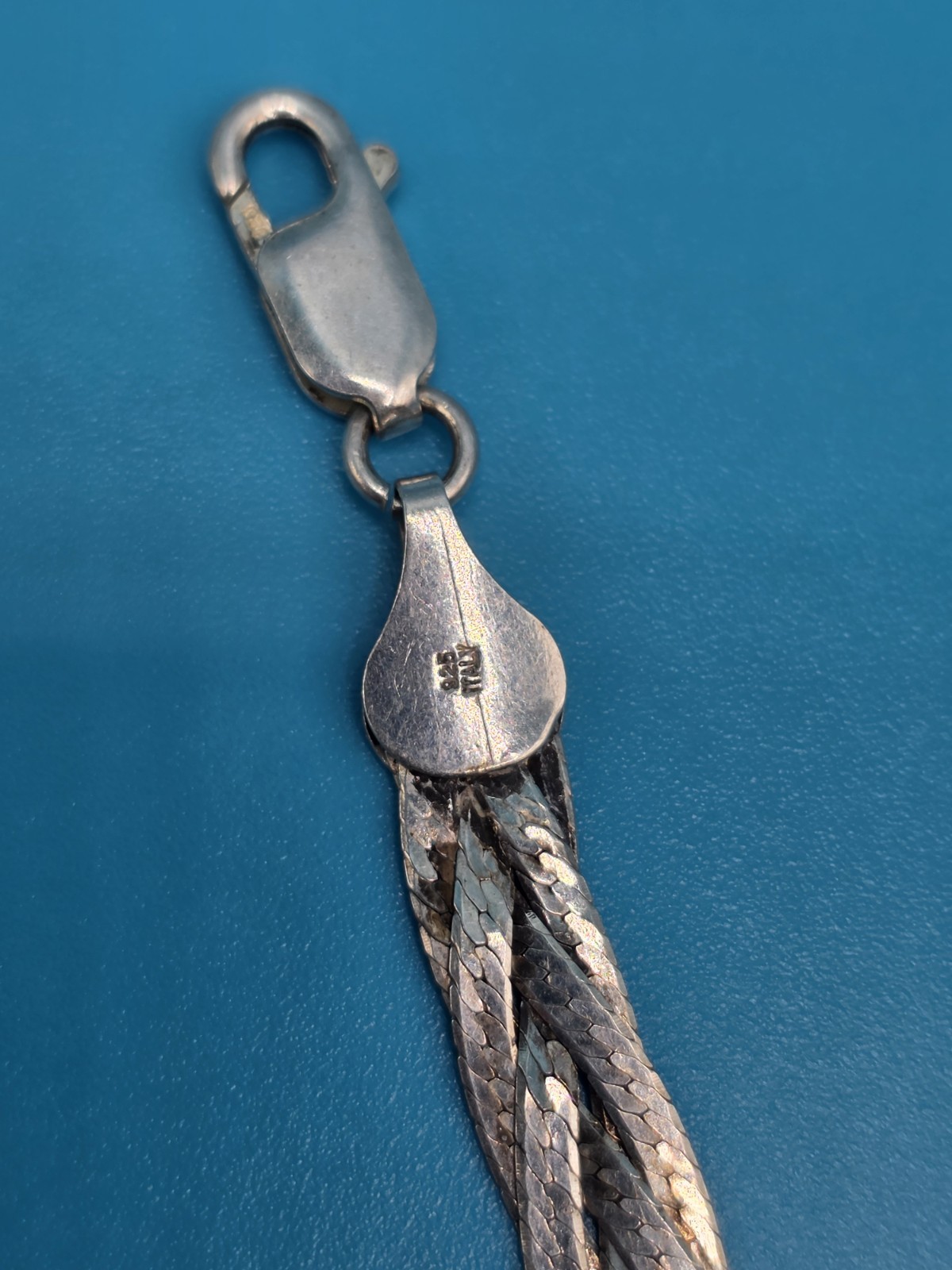 Vintage 925 Italy Sterling Silver Braided Herringbone Necklace – Made In Italy