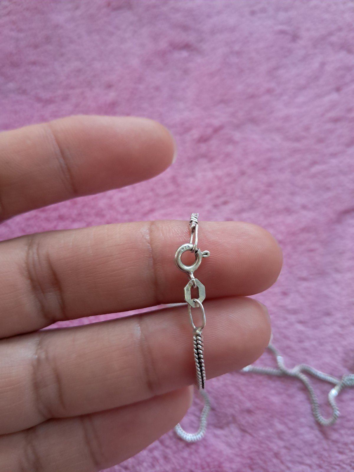 925 silver chain with heart pendant, made in Mexico, 11.5 inches.