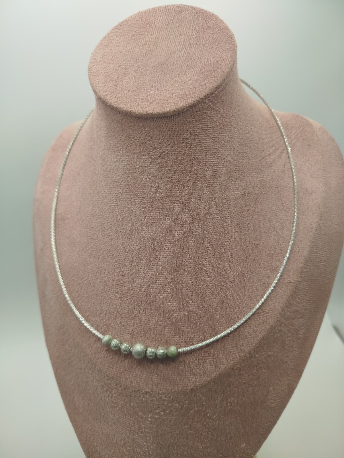 Beautiful 925 Sterling Silver Collar Necklace 7 Silver Balls Made In India 44cm