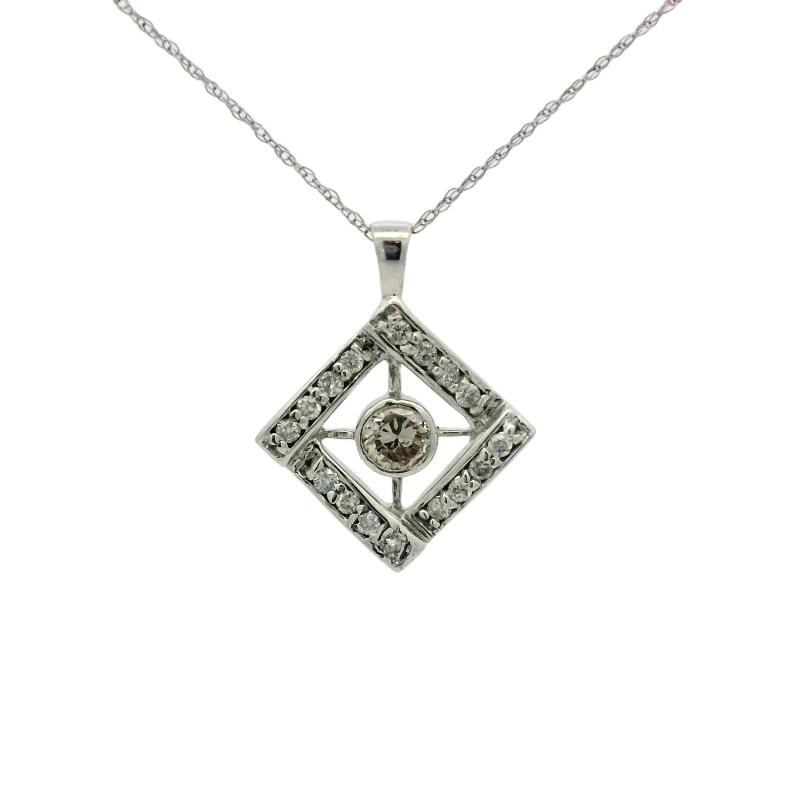 0.55CTW Diamond Pendant In 14K White Gold