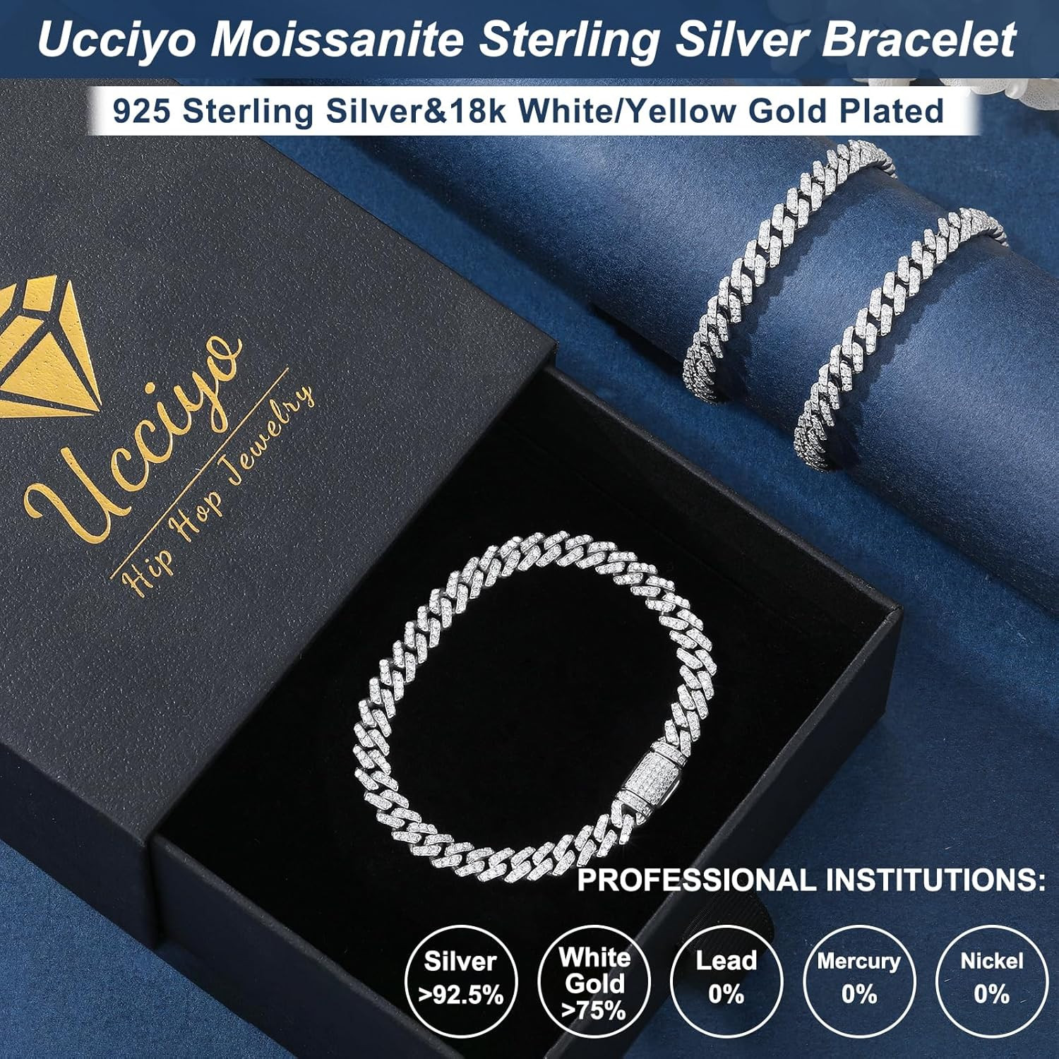 Moissanite Cuban Link Chain in 925 Sterling Silver – Iced Out Necklace