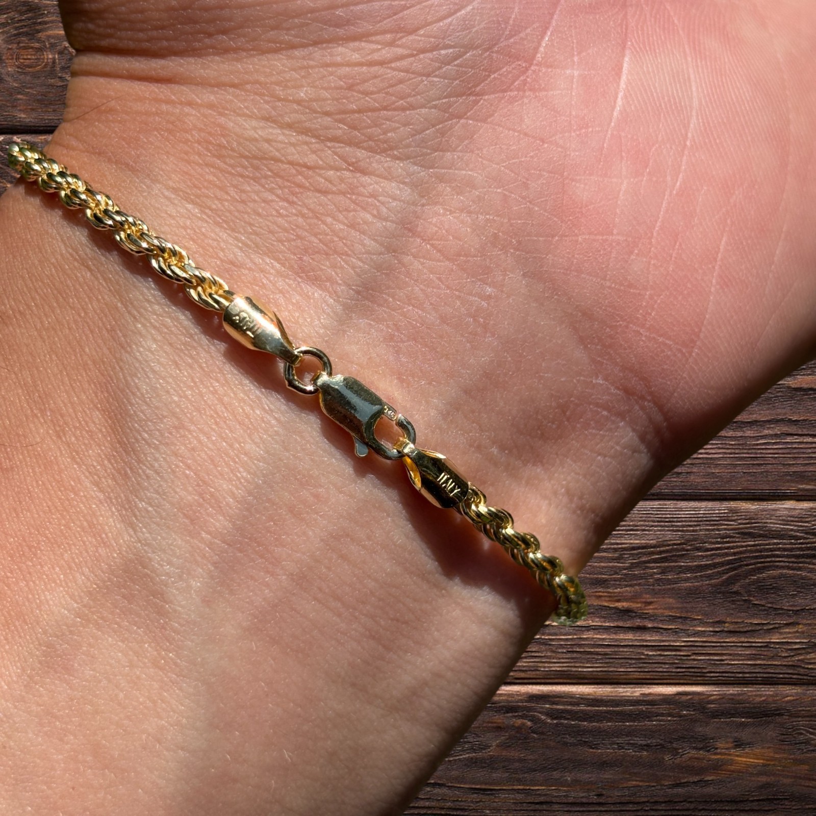 3mm Diamond Cut Rope Bracelet – Solid 925 Sterling Silver Or 14k Gold Vermeil