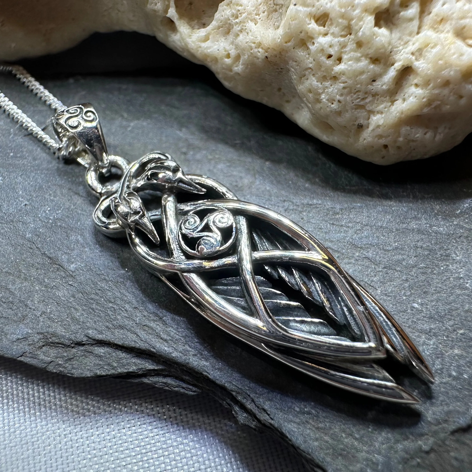 Art Deco Children of Lir Swan Necklace in Sterling Silver